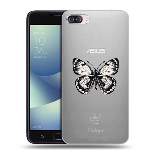 Полупрозрачный дизайнерский пластиковый чехол для Asus ZenFone 4 Max прозрачные Бабочки 