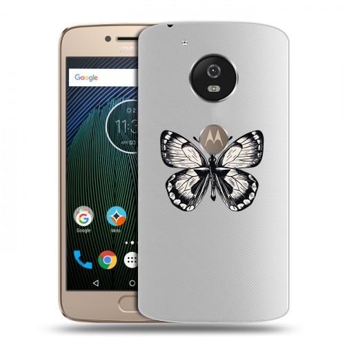Полупрозрачный дизайнерский пластиковый чехол для Motorola Moto G5s прозрачные Бабочки 