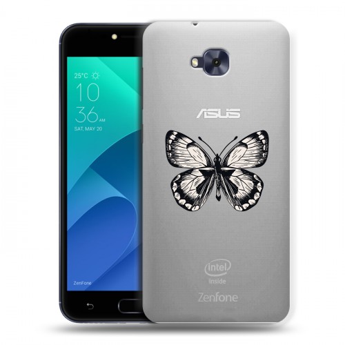 Полупрозрачный дизайнерский пластиковый чехол для ASUS ZenFone 4 Selfie прозрачные Бабочки 