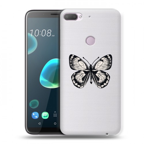 Полупрозрачный дизайнерский пластиковый чехол для HTC Desire 12 Plus прозрачные Бабочки 