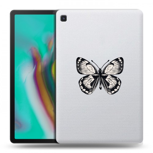 Полупрозрачный дизайнерский силиконовый чехол для Samsung Galaxy Tab S5e прозрачные Бабочки 