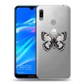 Полупрозрачный дизайнерский пластиковый чехол для Huawei Y6 (2019) прозрачные Бабочки 