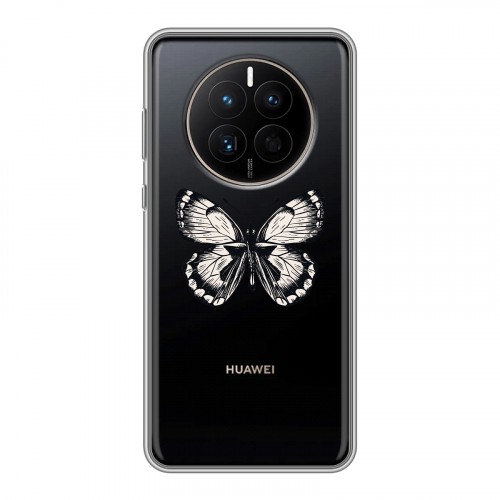 Полупрозрачный дизайнерский силиконовый с усиленными углами чехол для Huawei Mate 50 прозрачные Бабочки 