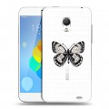 Полупрозрачный дизайнерский пластиковый чехол для  Meizu MX3 прозрачные Бабочки 