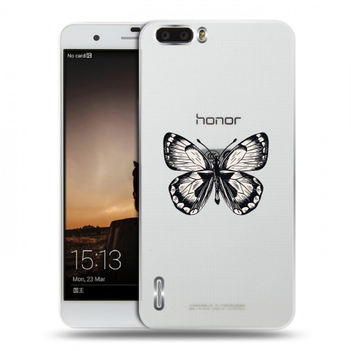 Полупрозрачный дизайнерский силиконовый чехол для Huawei Honor 6 Plus прозрачные Бабочки 