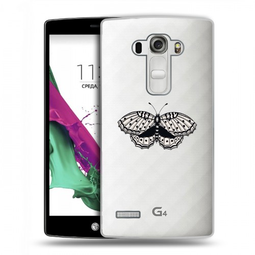 Полупрозрачный дизайнерский пластиковый чехол для LG G4 S прозрачные Бабочки 