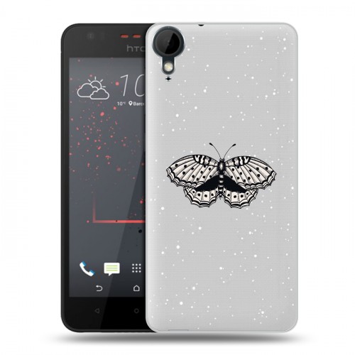 Полупрозрачный дизайнерский пластиковый чехол для HTC Desire 825 прозрачные Бабочки 