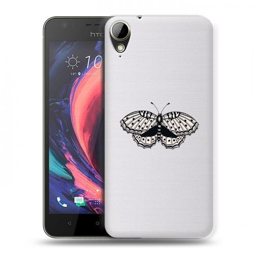 Полупрозрачный дизайнерский пластиковый чехол для HTC Desire 10 Lifestyle прозрачные Бабочки 