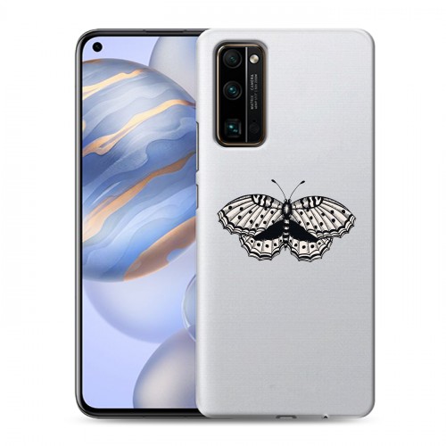 Полупрозрачный дизайнерский силиконовый с усиленными углами чехол для Huawei Honor 30 прозрачные Бабочки 