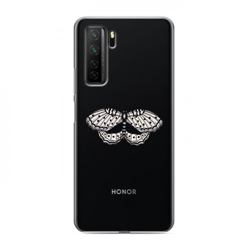 Полупрозрачный дизайнерский силиконовый с усиленными углами чехол для Huawei Honor 30S прозрачные Бабочки 