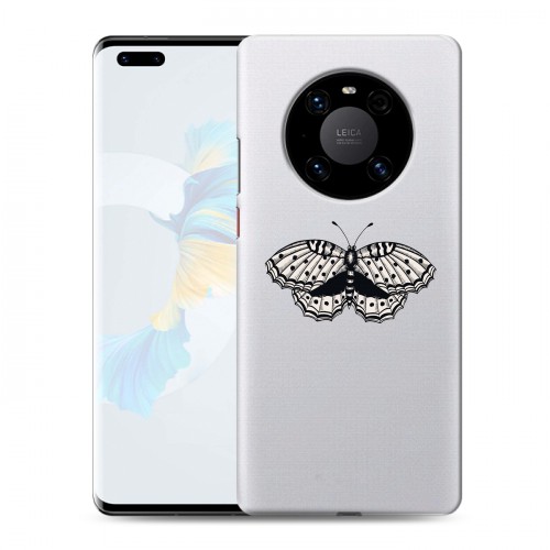 Полупрозрачный дизайнерский силиконовый с усиленными углами чехол для Huawei Mate 40 Pro прозрачные Бабочки 