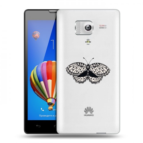 Полупрозрачный дизайнерский силиконовый чехол для Huawei Honor 3 прозрачные Бабочки 