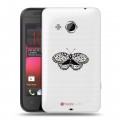 Полупрозрачный дизайнерский пластиковый чехол для HTC Desire 200 прозрачные Бабочки 