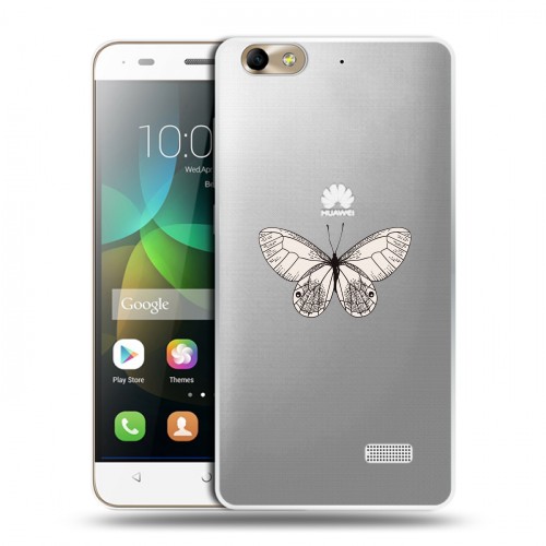 Полупрозрачный дизайнерский пластиковый чехол для Huawei Honor 4C прозрачные Бабочки 