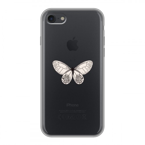 Полупрозрачный дизайнерский силиконовый с усиленными углами чехол для Iphone 7 прозрачные Бабочки 