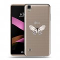 Полупрозрачный дизайнерский силиконовый чехол для LG X Style прозрачные Бабочки 