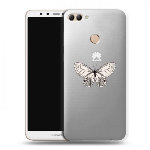Полупрозрачный дизайнерский пластиковый чехол для Huawei Y9 (2018) прозрачные Бабочки 