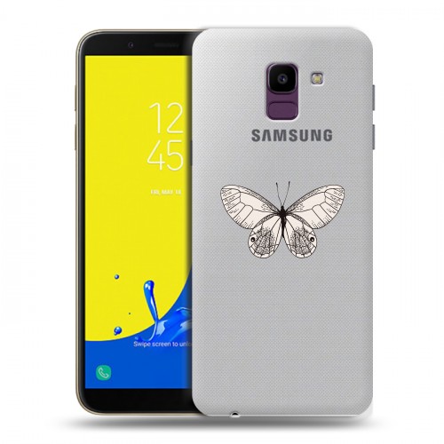 Полупрозрачный дизайнерский пластиковый чехол для Samsung Galaxy J6 прозрачные Бабочки 
