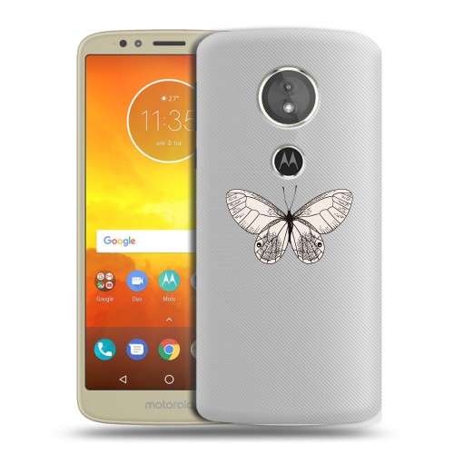 Полупрозрачный дизайнерский силиконовый чехол для Motorola Moto E5 прозрачные Бабочки 