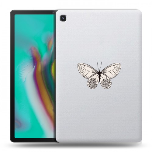 Полупрозрачный дизайнерский пластиковый чехол для Samsung Galaxy Tab S5e прозрачные Бабочки 