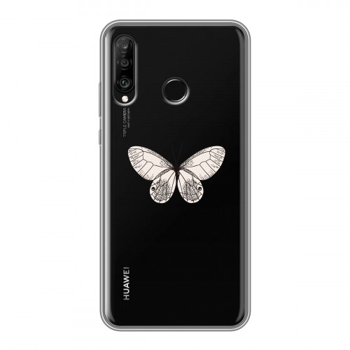 Полупрозрачный дизайнерский силиконовый чехол для Huawei P30 Lite прозрачные Бабочки 