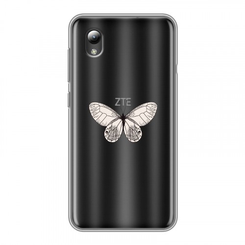 Полупрозрачный дизайнерский пластиковый чехол для ZTE Blade A3 (2019) прозрачные Бабочки 