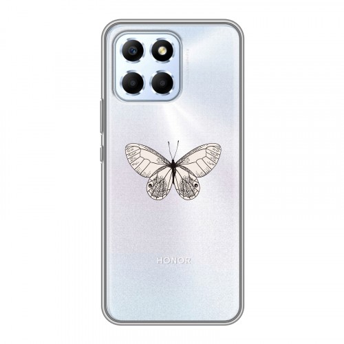 Полупрозрачный дизайнерский силиконовый с усиленными углами чехол для Huawei Honor X6 прозрачные Бабочки 