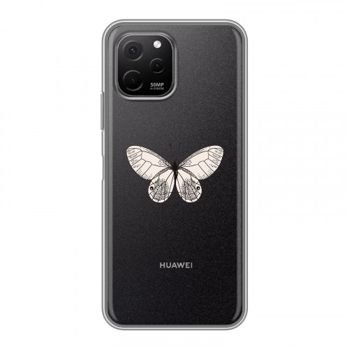 Полупрозрачный дизайнерский силиконовый с усиленными углами чехол для Huawei Nova Y61 прозрачные Бабочки 