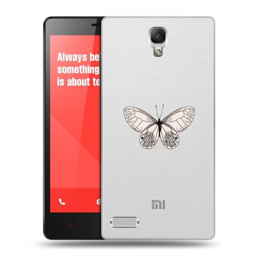 Полупрозрачный дизайнерский пластиковый чехол для Xiaomi RedMi Note прозрачные Бабочки 