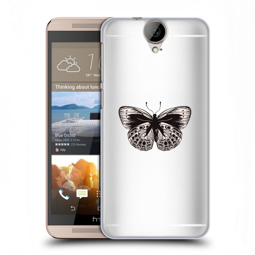 Полупрозрачный дизайнерский пластиковый чехол для HTC One E9+ прозрачные Бабочки 