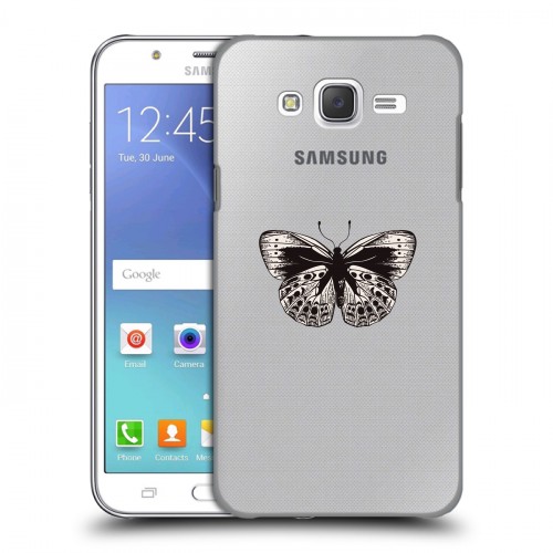 Полупрозрачный дизайнерский пластиковый чехол для Samsung Galaxy J5 прозрачные Бабочки 
