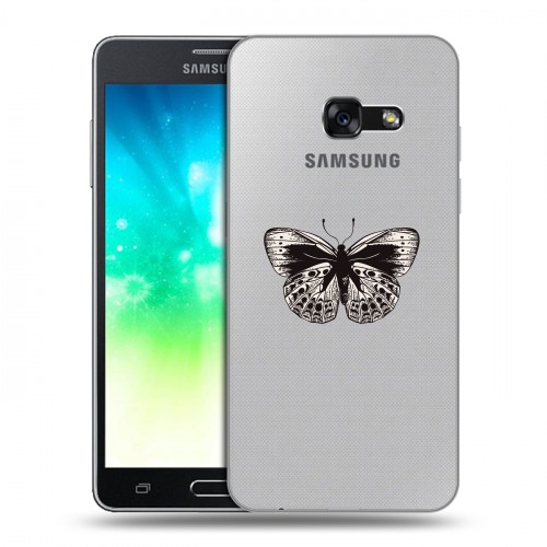 Полупрозрачный дизайнерский пластиковый чехол для Samsung Galaxy A3 (2017) прозрачные Бабочки 