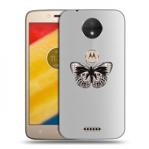 Полупрозрачный дизайнерский пластиковый чехол для Motorola Moto C прозрачные Бабочки 