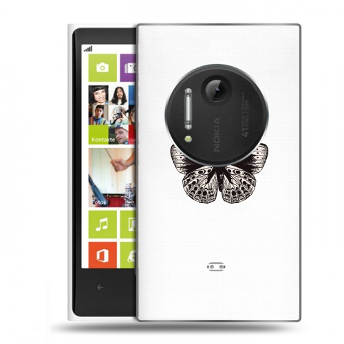 Полупрозрачный дизайнерский пластиковый чехол для Nokia Lumia 1020 прозрачные Бабочки 