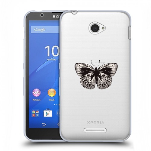 Полупрозрачный дизайнерский пластиковый чехол для Sony Xperia E4 прозрачные Бабочки 