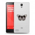 Полупрозрачный дизайнерский силиконовый чехол для Xiaomi RedMi Note прозрачные Бабочки 