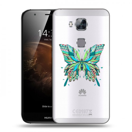 Полупрозрачный дизайнерский пластиковый чехол для Huawei G8 прозрачные Бабочки 