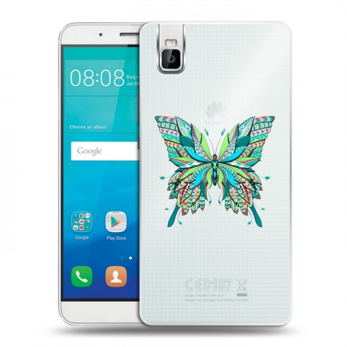 Полупрозрачный дизайнерский пластиковый чехол для Huawei ShotX прозрачные Бабочки 