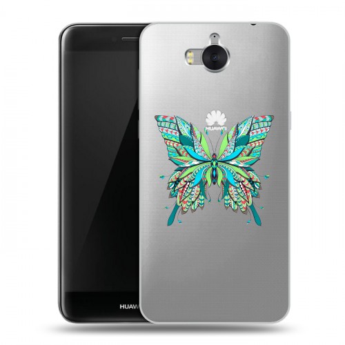 Полупрозрачный дизайнерский пластиковый чехол для Huawei Y5 (2017) прозрачные Бабочки 