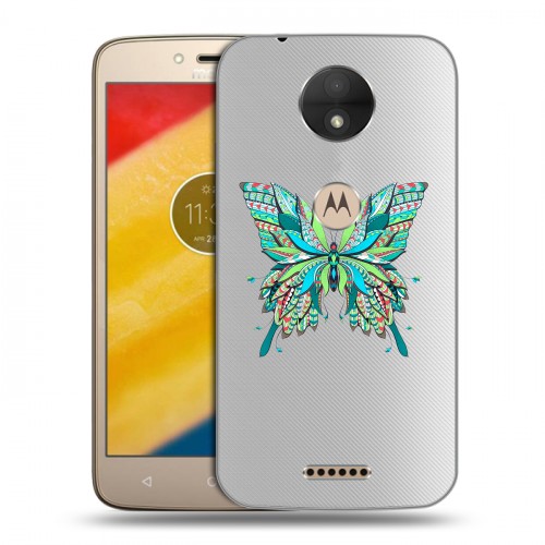 Полупрозрачный дизайнерский силиконовый чехол для Motorola Moto C прозрачные Бабочки 