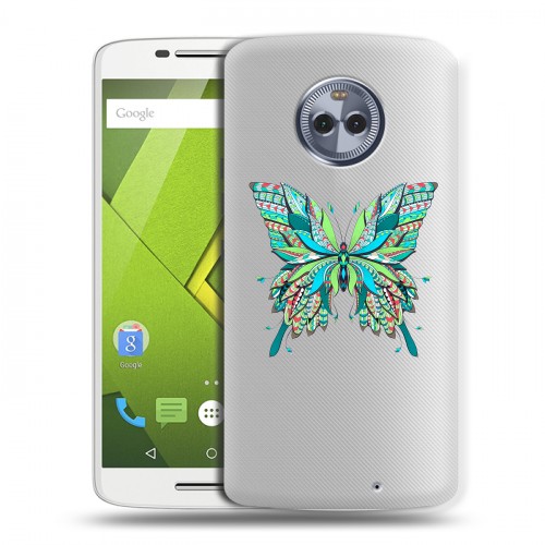 Полупрозрачный дизайнерский пластиковый чехол для Motorola Moto X4 прозрачные Бабочки 