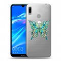 Полупрозрачный дизайнерский пластиковый чехол для Huawei Y6 (2019) прозрачные Бабочки 