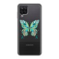 Полупрозрачный дизайнерский силиконовый чехол для Samsung Galaxy A12 прозрачные Бабочки 