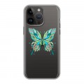Полупрозрачный дизайнерский силиконовый чехол для Iphone 14 Pro Max прозрачные Бабочки 