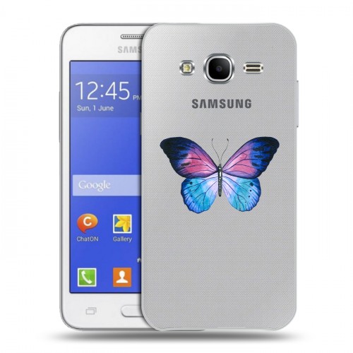 Полупрозрачный дизайнерский силиконовый чехол для Samsung Galaxy J7 прозрачные Бабочки 