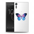 Полупрозрачный дизайнерский пластиковый чехол для Sony Xperia XZs прозрачные Бабочки 