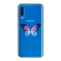 Полупрозрачный дизайнерский пластиковый чехол для Samsung Galaxy A50 прозрачные Бабочки 