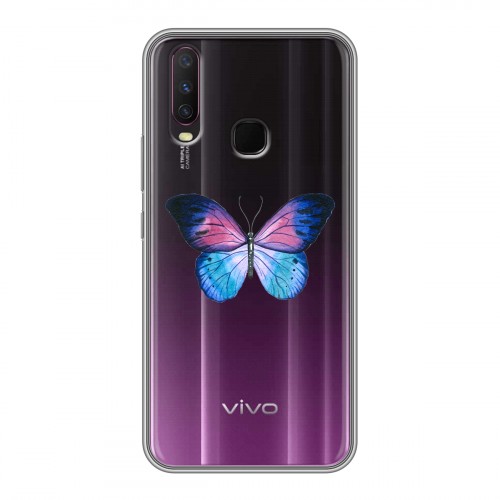 Полупрозрачный дизайнерский силиконовый чехол для Vivo Y17 прозрачные Бабочки 