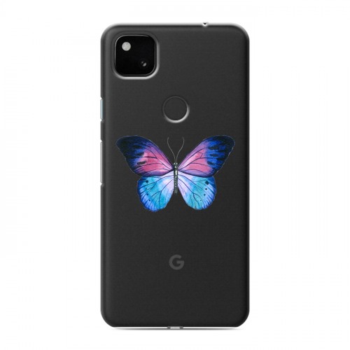 Полупрозрачный дизайнерский пластиковый чехол для Google Pixel 4a прозрачные Бабочки 