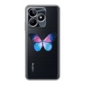 Полупрозрачный дизайнерский силиконовый чехол для Realme C53 прозрачные Бабочки 